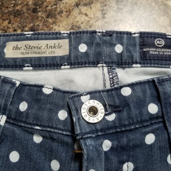 AG Adriano Goldschmied "The Stevie Ankle" Polka Dot Slim Straight Leg Jeans - Picture 7 of 15